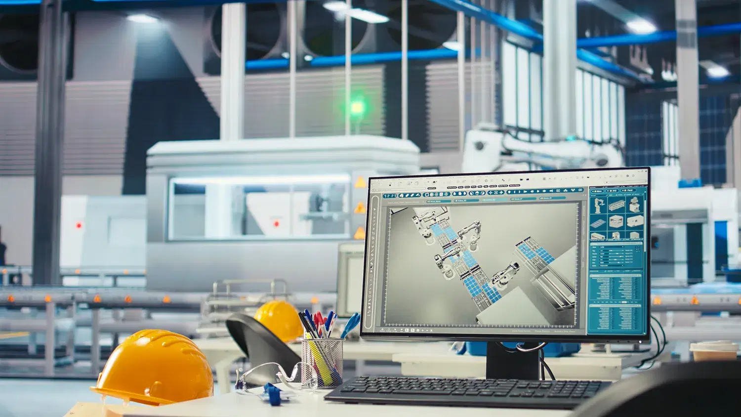 An engineer working in design software